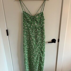 Zara Green Sequin Embellished Midi Dress